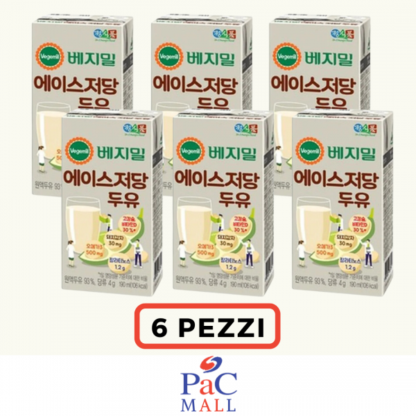 PROMO 6 X VEGEMIL ACE LOW SUGAR SOYMILK 저당두유 190ml