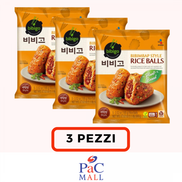PROMO 3 X BIBIGO RICE BALLS GUSTO BIBIMBAP(100g*5pz) 비빔주먹밥 *SCAD 12/DIC/2025