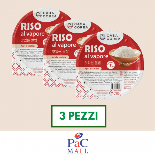 PROMO 3 x CASA COREA RISO BIANCO COTTO 210G 흰밥 (SCALDARE IN MICROONDE)